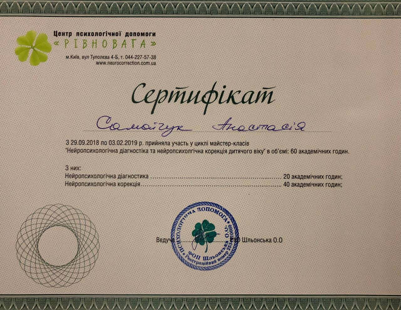 Анастасия Самайчук психотерапевт