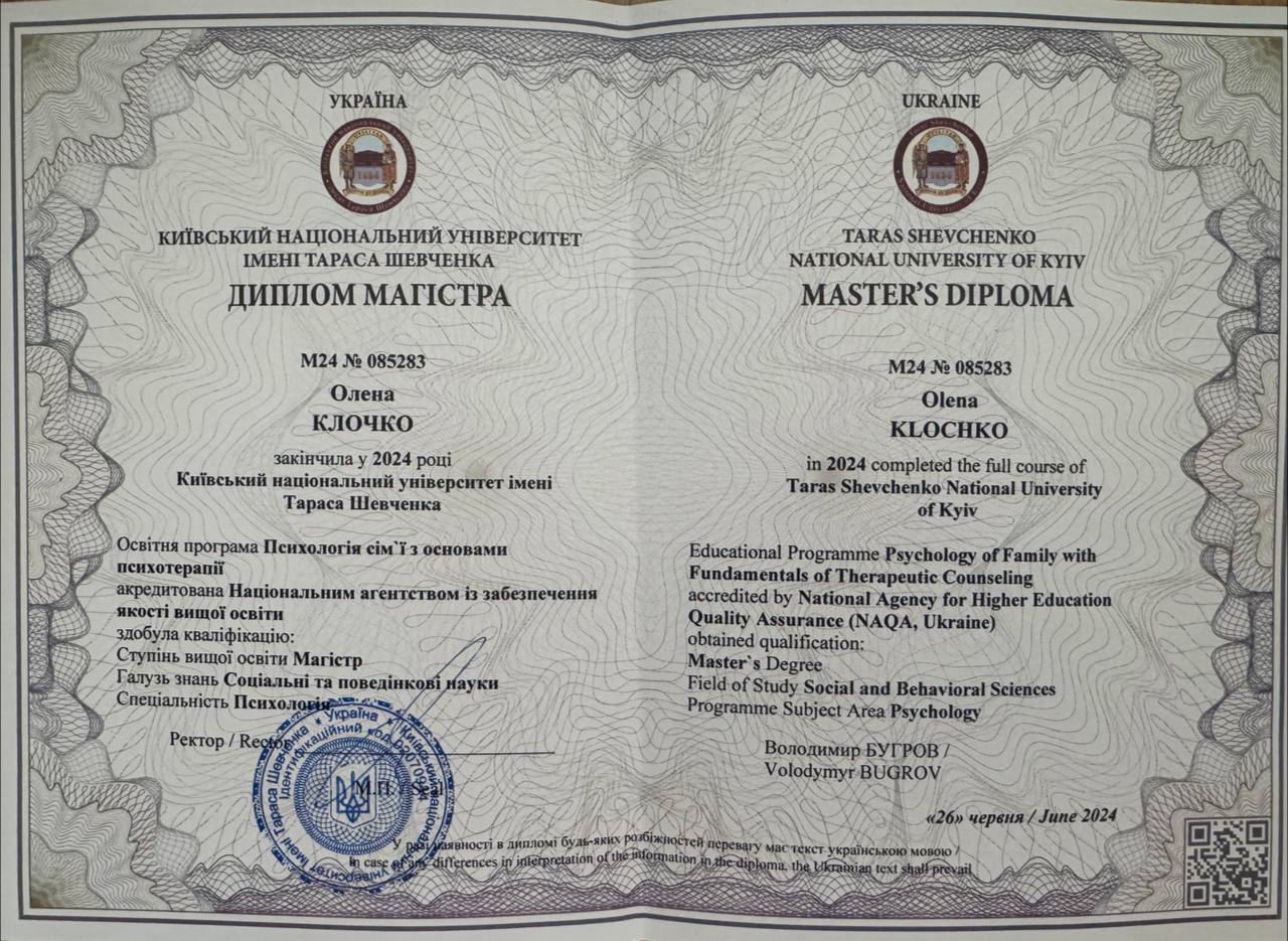 Елена Клочко психотерапевт