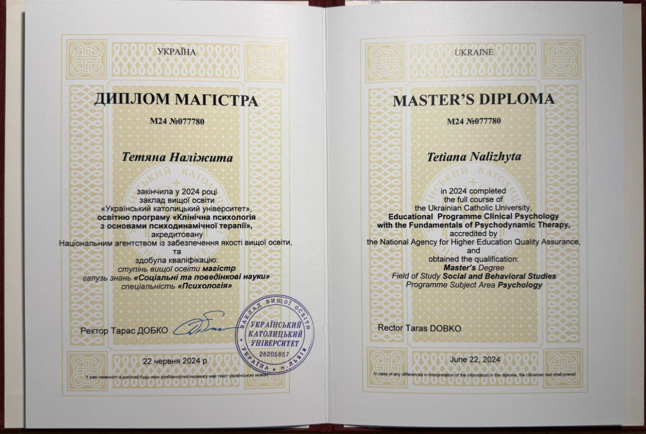 Tetiana Nalizhyta psychotherapist