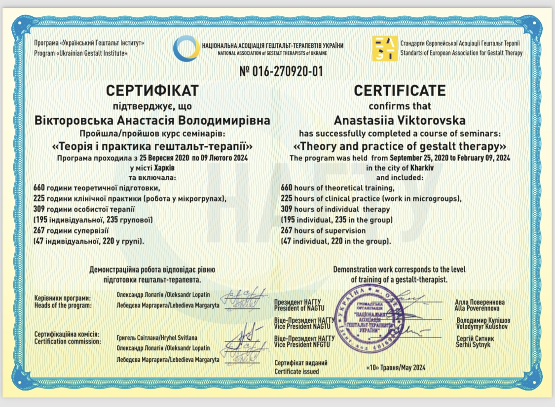 Анастасия Викторовская психотерапевт